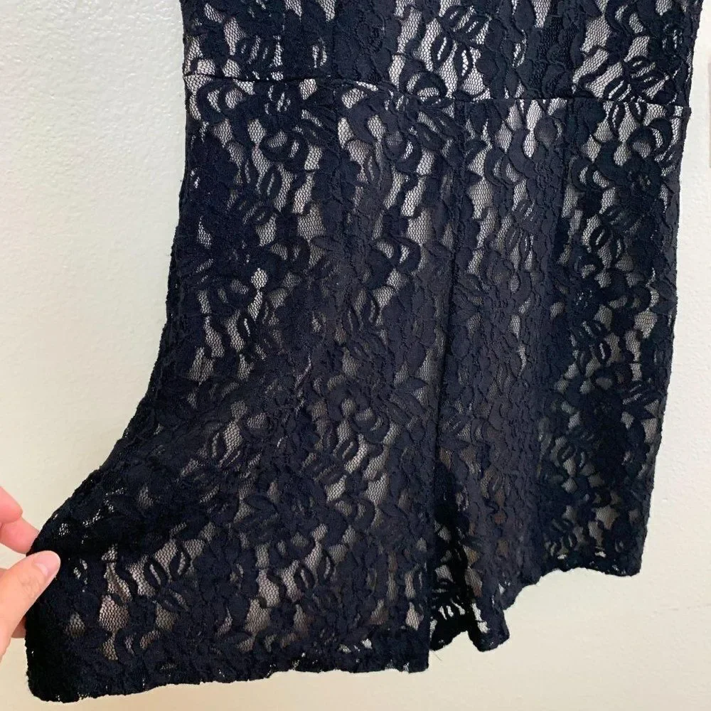 1. State Short Sleeve Lace Romper Black - Picture 6 of 11